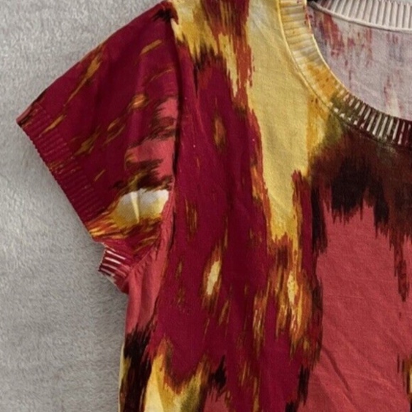 Calvin Klein Silk Blend Top Woman Multicolor Short Sleeve~Size XL - Picture 5 of 6